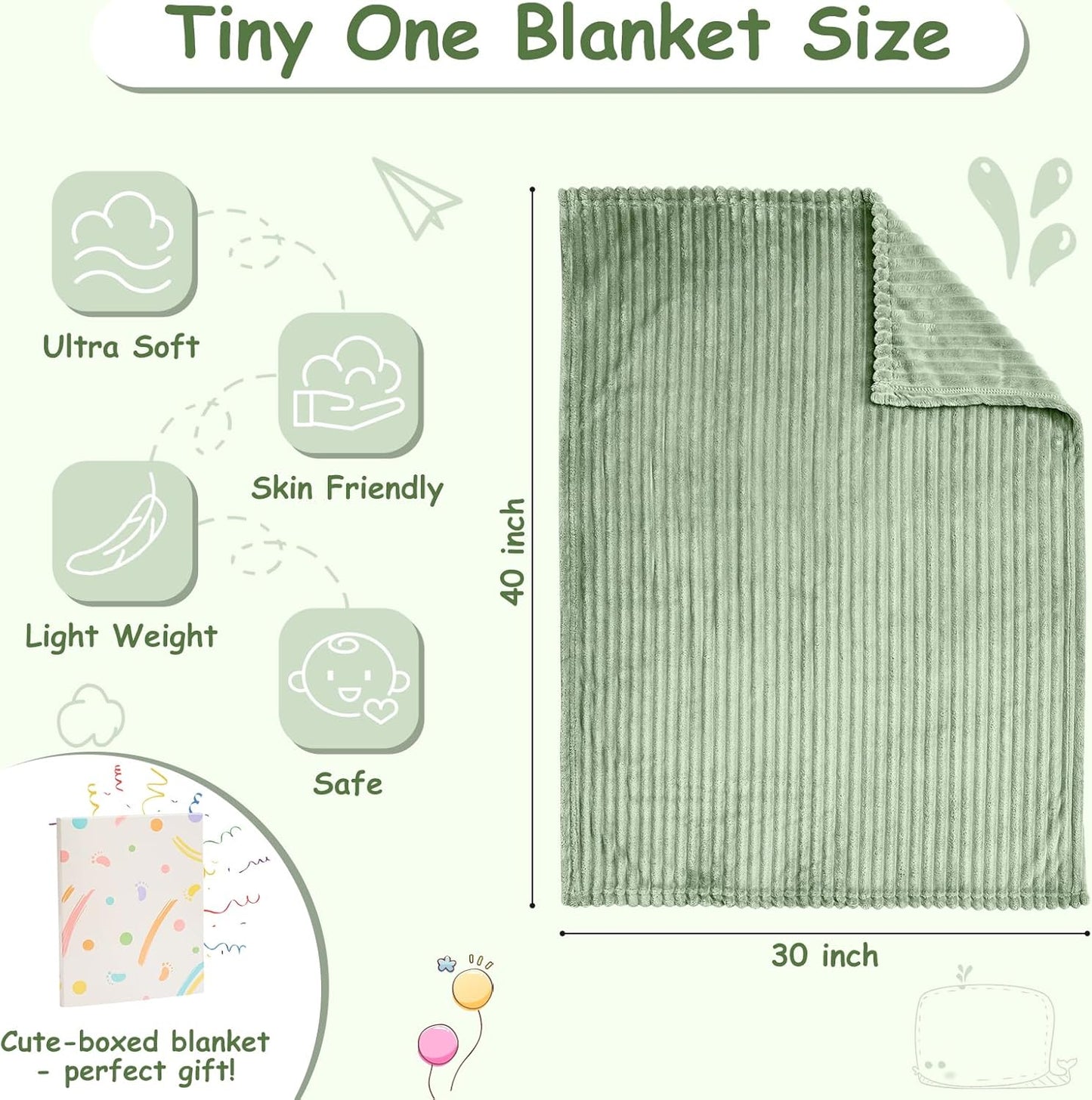 Soft Fleece Baby Blanket Ultra Cozy Green Baby Blankets for Boys Warm and Lightweight Infant