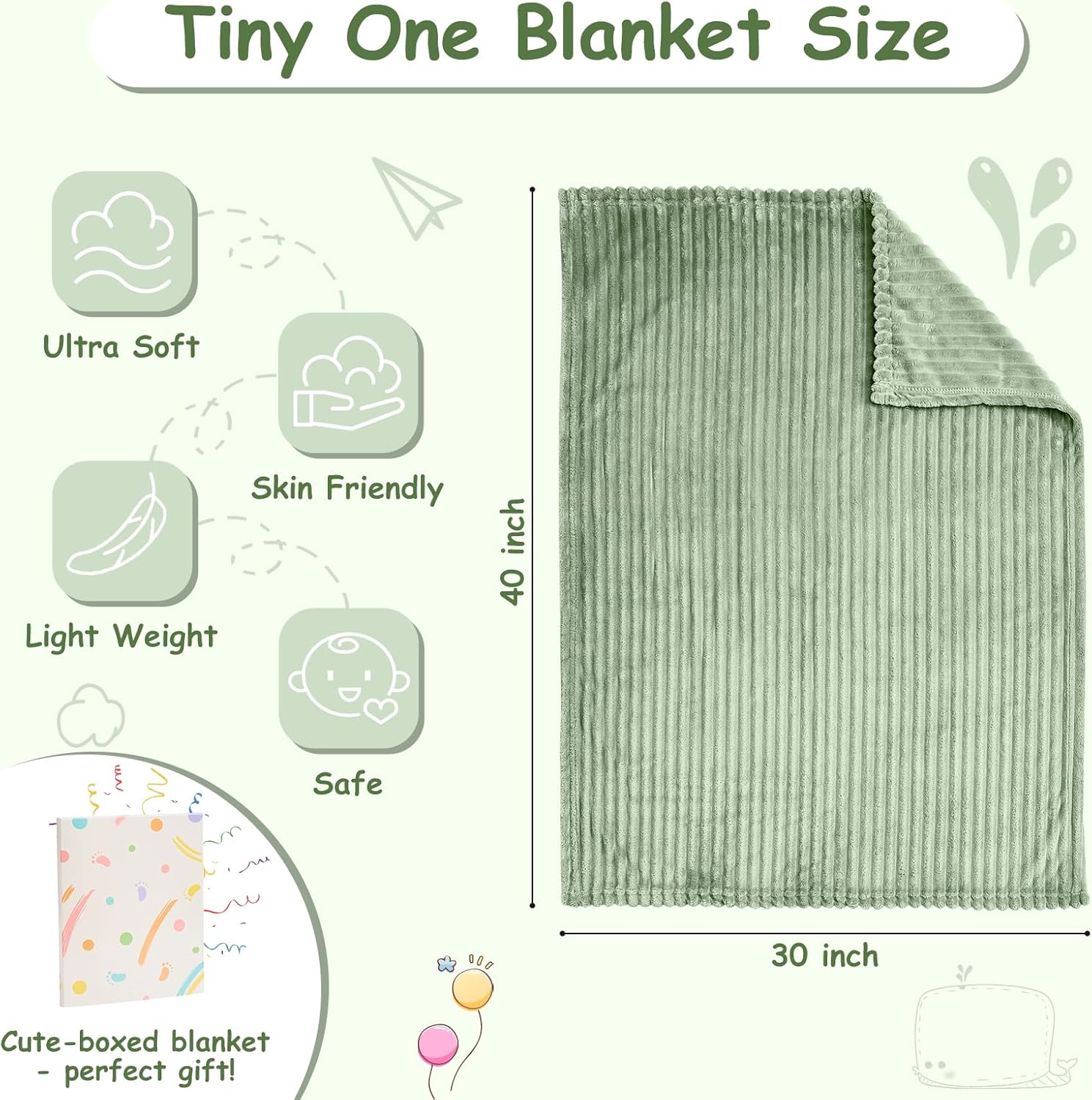 Soft Fleece Baby Blanket Ultra Cozy Green Baby Blankets for Boys Warm and Lightweight Infant