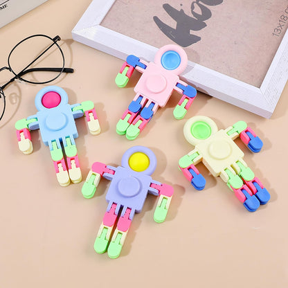 Fidget Spinners, Transformable Chain Robot Fingertip Toy, Gyro Fidget Sensory Toys, Stress Relief Fidget Toy for Kids Adult, Pinata Goodie Bag Stuffers Birthday School Gift (4 Pack)