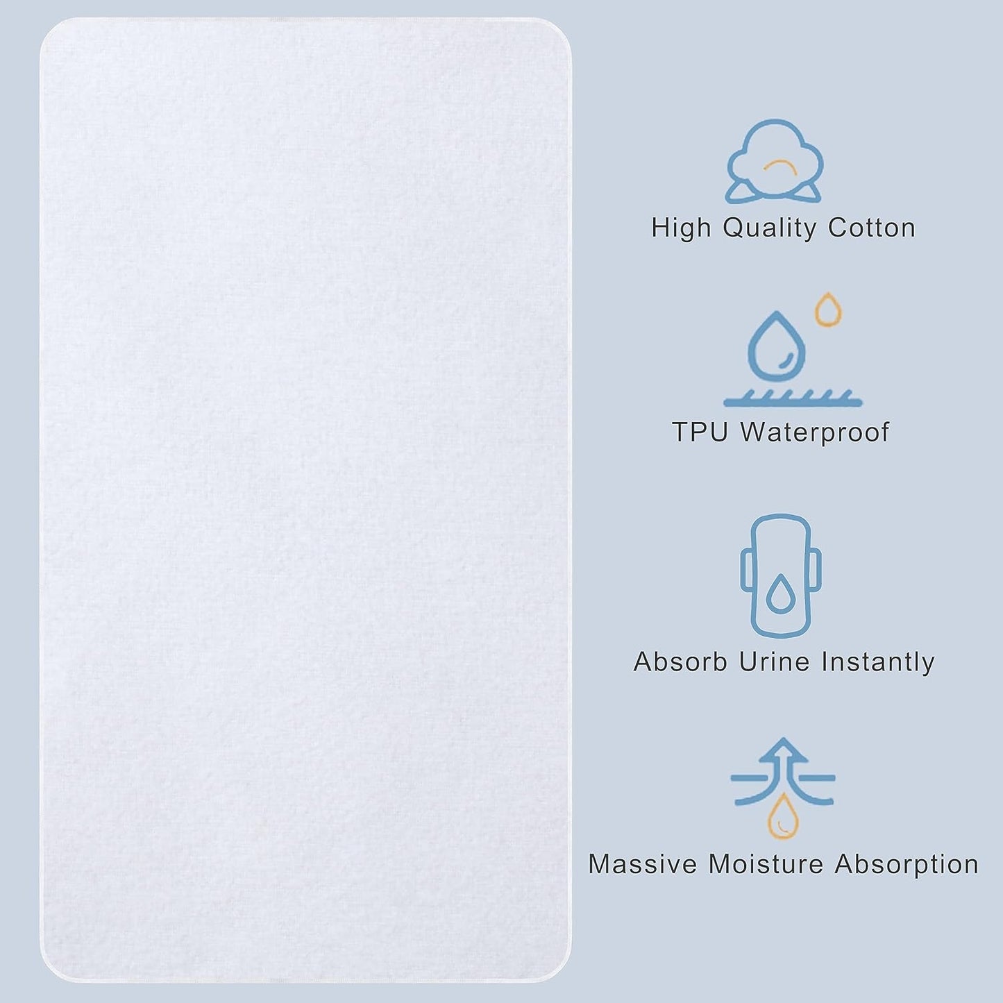 Flannel Crib Protector Pad，100％ Waterproof Mattress Protector Pad, One Size, 27" X 39"
