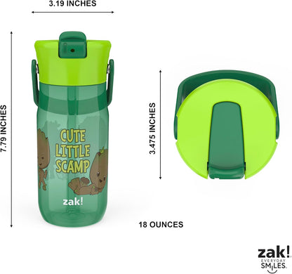 Zak Designs Harmony Marvel Groot Water Bottle for Travel or At Home, 18oz Recycled Plastic is