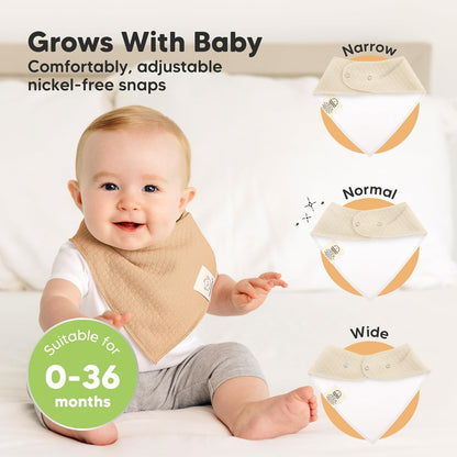 KeaBabies 8-Pack Bandana Bibs for Baby Girls, Boys - Organic Cotton Baby Bibs for Drooling & Teething Newborn, Toddler, Infant 0-36 Months, Extra Soft, Absorbent Cloth with Snaps (Rosewood)