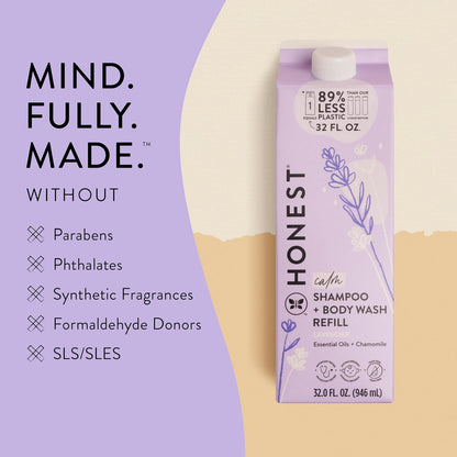 The Honest Company 2-in-1 Cleansing Shampoo + Body Wash Refill Carton | Gentle for Baby | Naturally