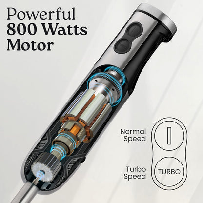 Zulay 4-in-1 Immersion Stick Mixer Hand Blender - 800 Watts, 12 Speeds, 5-ft Power Electric Cord