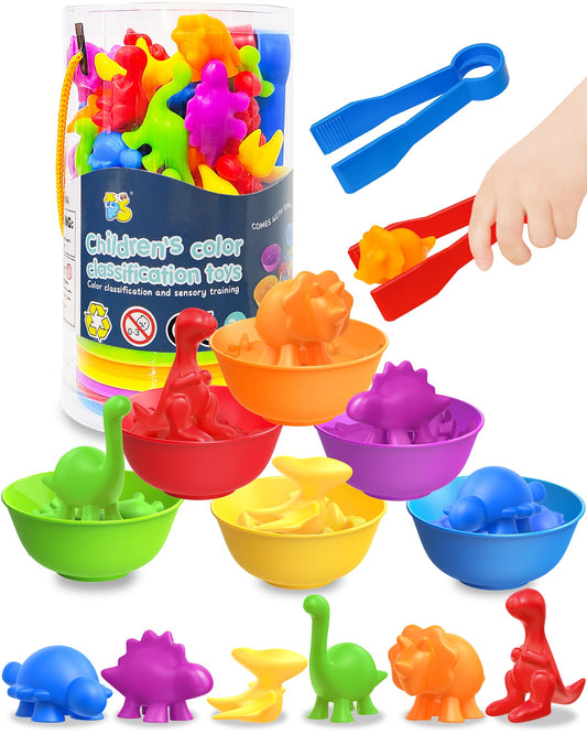 48 Pcs Counting Dinosaurs Toys for Kids 3-5, 4-8, Montessori Learning Toys