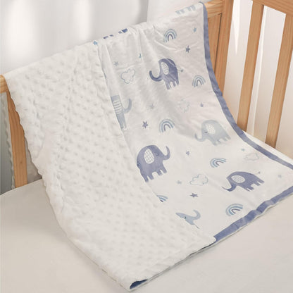 Elephant Minky Baby Blanket 30 x 40 Inches for Boys Girls, Soft Plush Receiving Blanket with Dotted