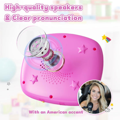 Toddlers Talking Flash Cards with American Accent & 288 Sight Words, Speech Therapy Toys for 1 2 3 4 5 6 Years Old Boys and Girls, Learning Montessori Sensory kit, Kids Birthday Gifts (Pink)