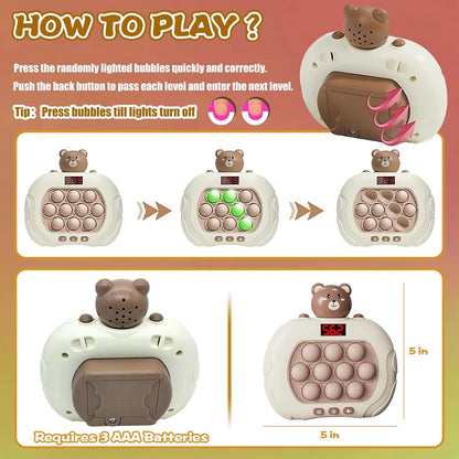 Fast Push Game Handheld Game for Kids 6-12, Sensory Fidget Toys for Kids 8-12, Birthday Gifts for 6 7 8 9 Year Old Boys & Girls & Teens (Bear)