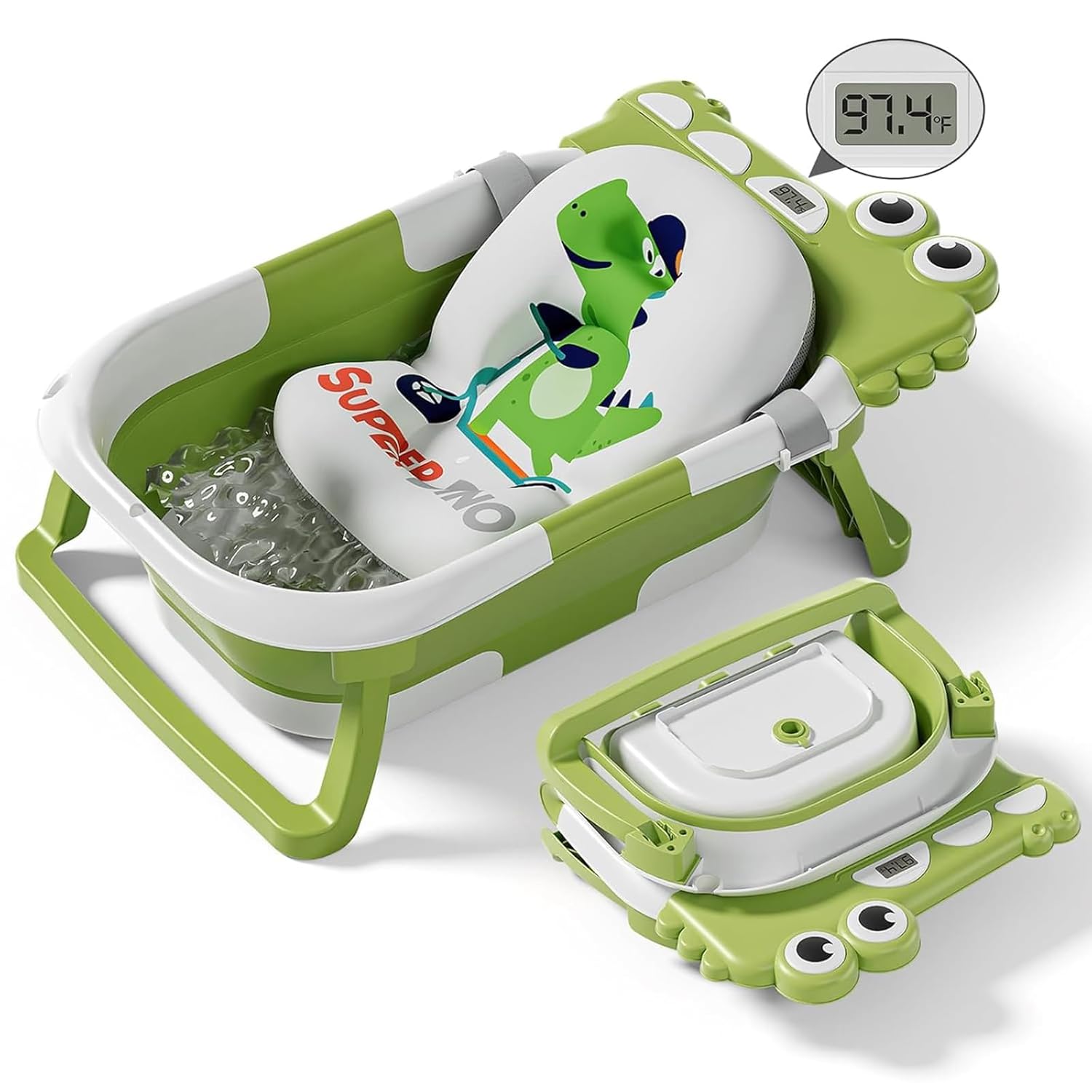 Collapsible Baby Bathtub for Newborn, Foldable Baby Bath Tub with Thermometer & Soft Floating