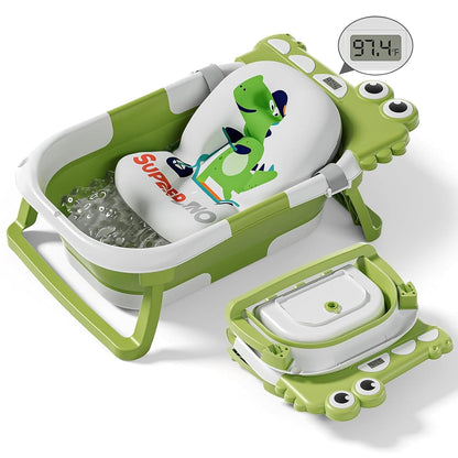 Collapsible Baby Bathtub for Newborn, Foldable Baby Bath Tub with Thermometer & Soft Floating