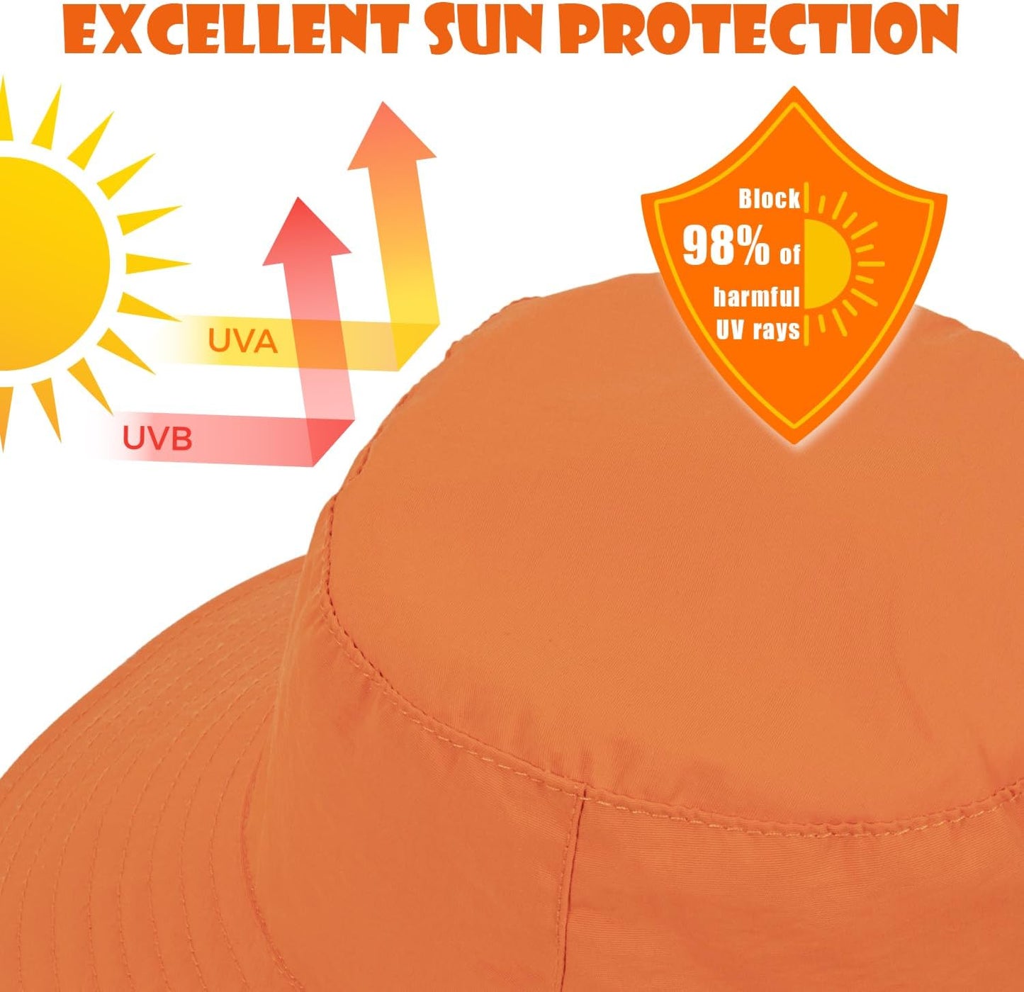 Baby Sun Hat Kids Summer UPF 50+ Toddler Bucket Hat Wide Brim Adjustable Beach Hats for Boys Girls Age 0-6 Years