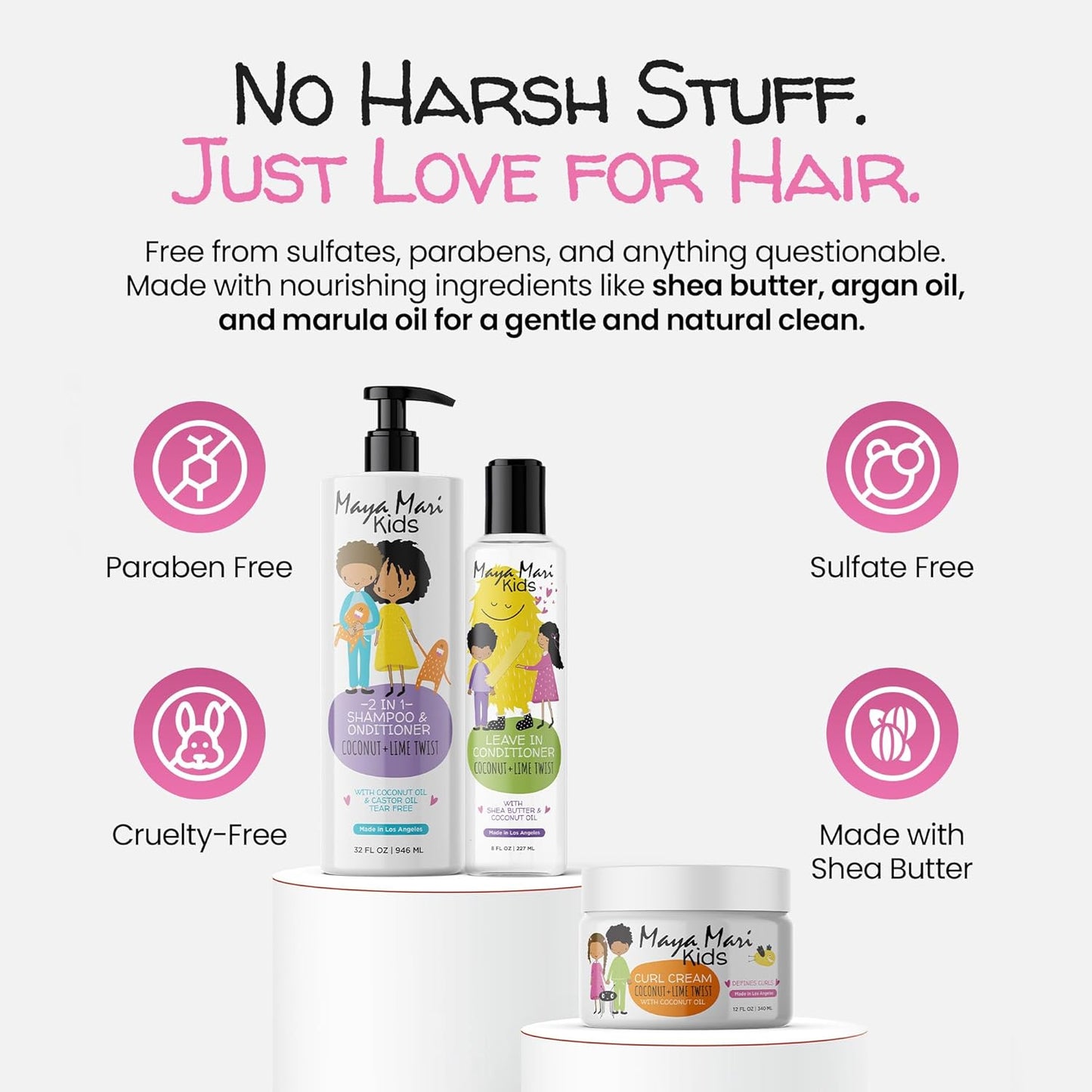 Kids Curly Hair Gift Set | 2-in-1 Kids Shampoo & Conditioner, Curl Cream, & Leave-In Conditioner |
