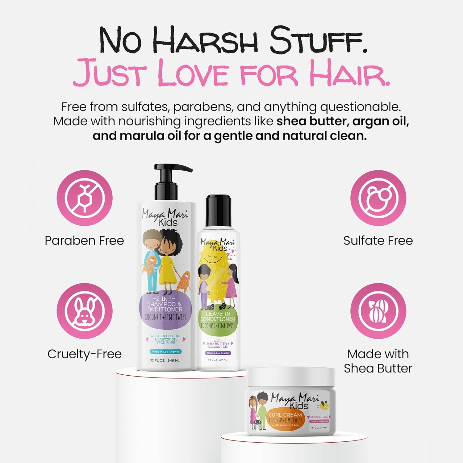 Kids Curly Hair Gift Set | 2-in-1 Kids Shampoo & Conditioner, Curl Cream, & Leave-In Conditioner |
