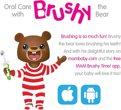 MAM Learn to Brush Set (1 Baby's Brush Toothbrush, 1 Training Brush, 1 Safety Shield), Baby