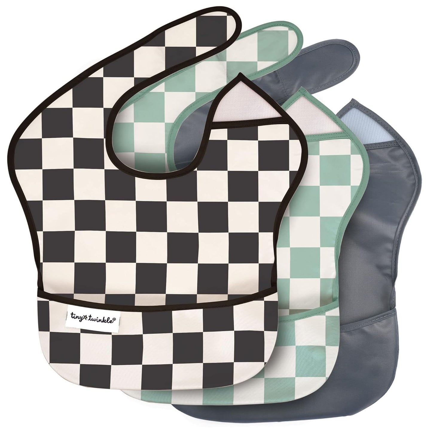 Tiny Twinkle Mess-Proof Baby Bib - Waterproof Bib for Baby Boy or Girl - Machine Washable