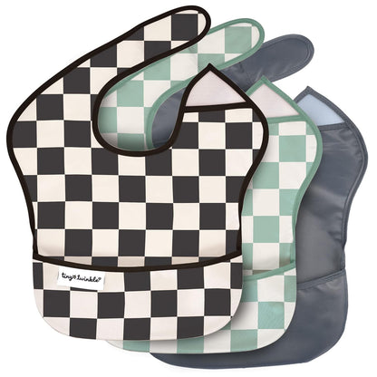 Tiny Twinkle Mess-Proof Baby Bib - Waterproof Bib for Baby Boy or Girl - Machine Washable