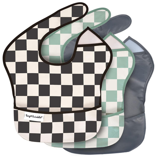 Tiny Twinkle Mess-Proof Baby Bib - Waterproof Bib for Baby Boy or Girl - Machine Washable