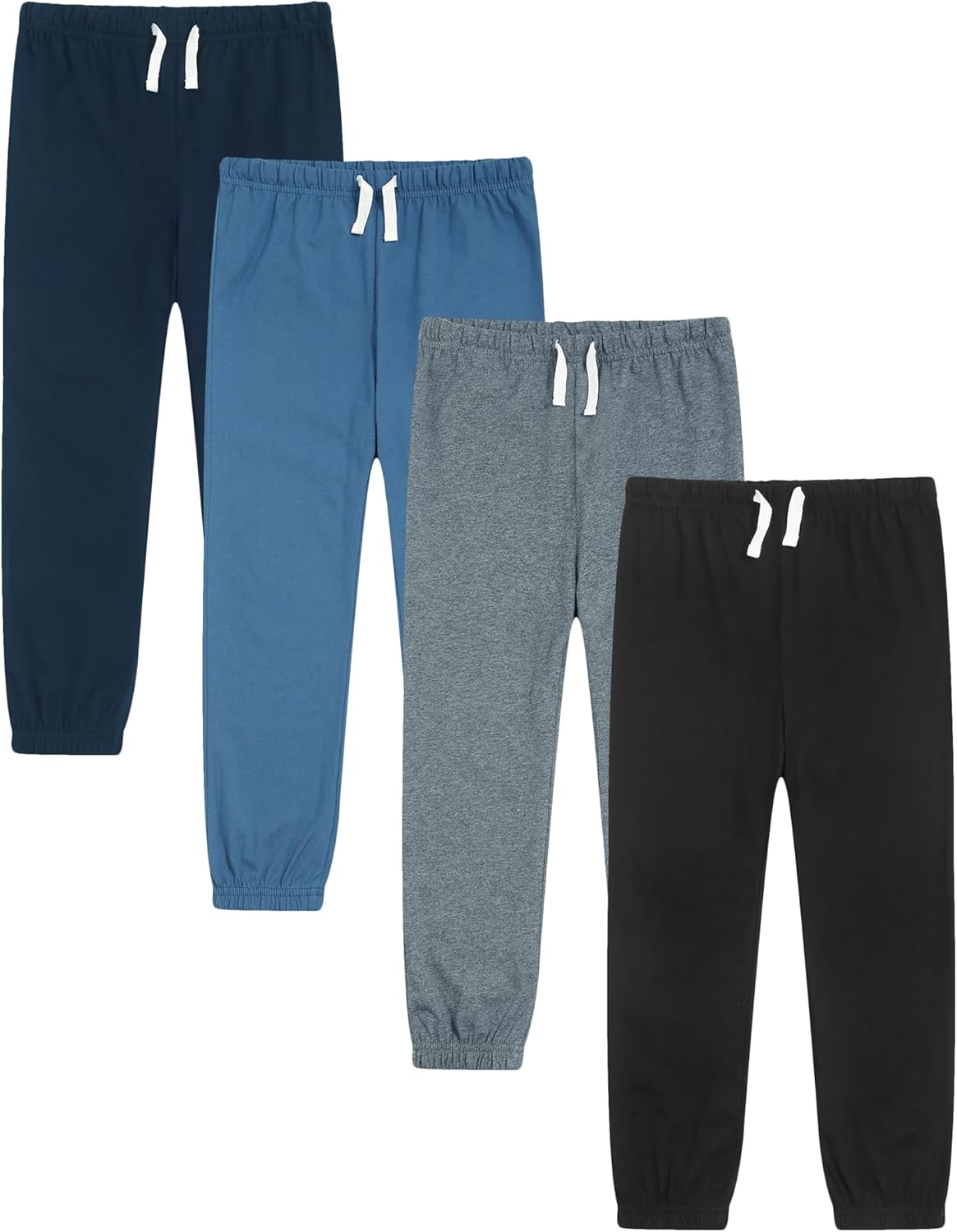 GFQLONG 4 Pack Toddler Boys and Girls Cotton Pants Lightweight Trousers, Kids Summer Casual Solid Sweatpants with Drawstring
