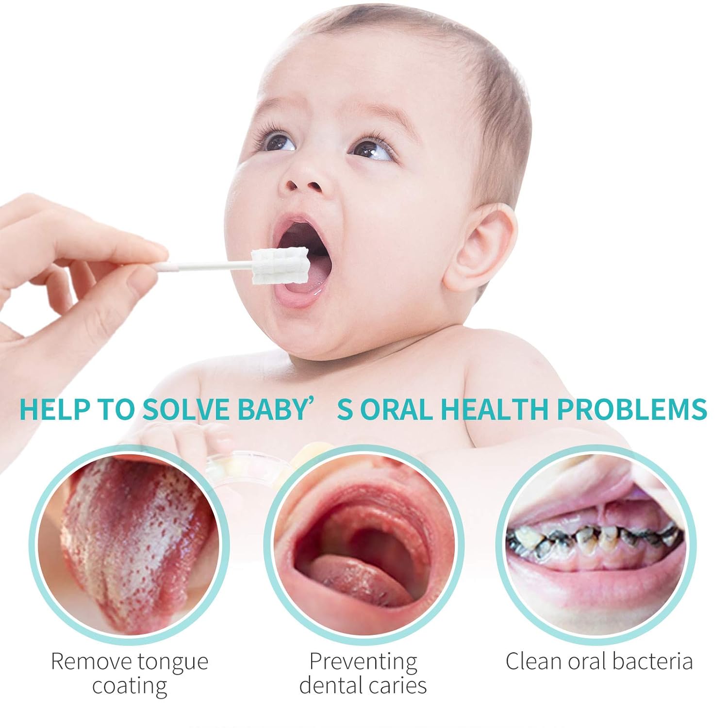 dearlomum Baby Tongue Cleaner, Newborn Toothbrush, 48PCS Disposable Infant Clean Mouth,Gauze Gum