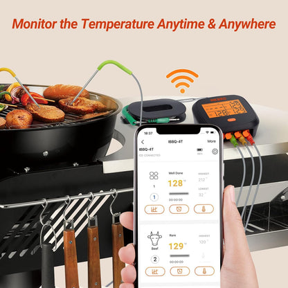 Inkbird WiFi Meat Thermometer for Grilling, Unlimited Rang Rechargeable BBQ Thermometer APP
