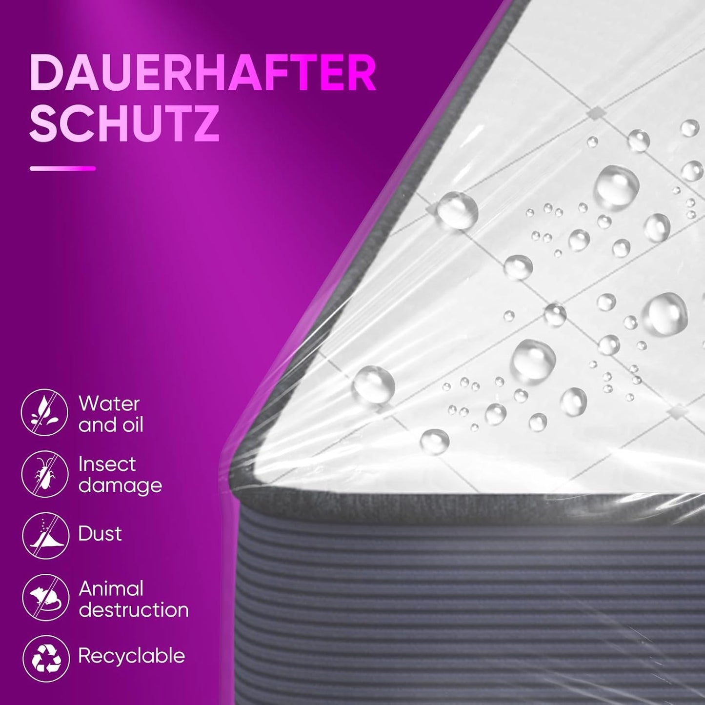 ZCHENBS® – Mattress Bags for Moving and Storage,Mattress Bag with Zippers,5 Mil Ultra-Thick Bed Bag,Waterproof,Anti-Tear,Heavy-Duty Mattress bag (Tansparent/Purple, Crib-(1 Pack))