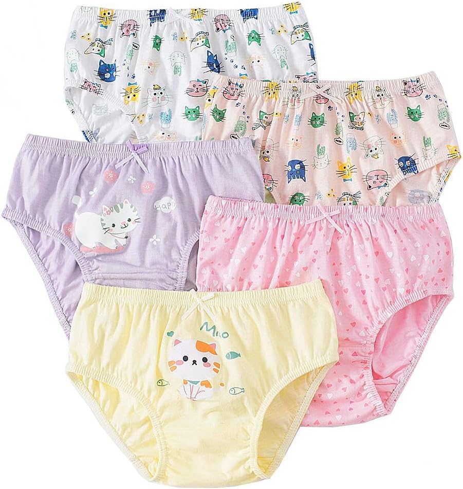 CHUNG Toddlers Little Girls Cotton Briefs Panties Pack of 5/6 Print Underwear 2T-10Years