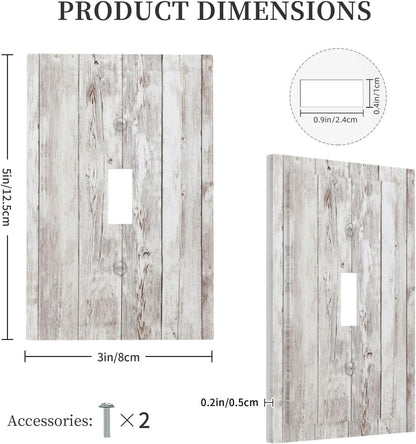Decorative Light Switch Cover Rustic Vintage White Wood Grain 1 Gang Single Toggle Device Electrical Faceplate Switchplates Decorator Outlet Wall Plate for Farmhouse Home Decor