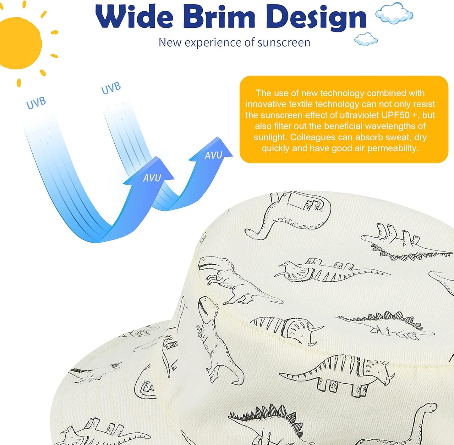 Durio Baby Bucket Sun Hat Toddler Hats Summer Beach Hat UPF 50+ Sun Protection Bucket Hats for Kids Baby Boy Girl Gifts 2Pack