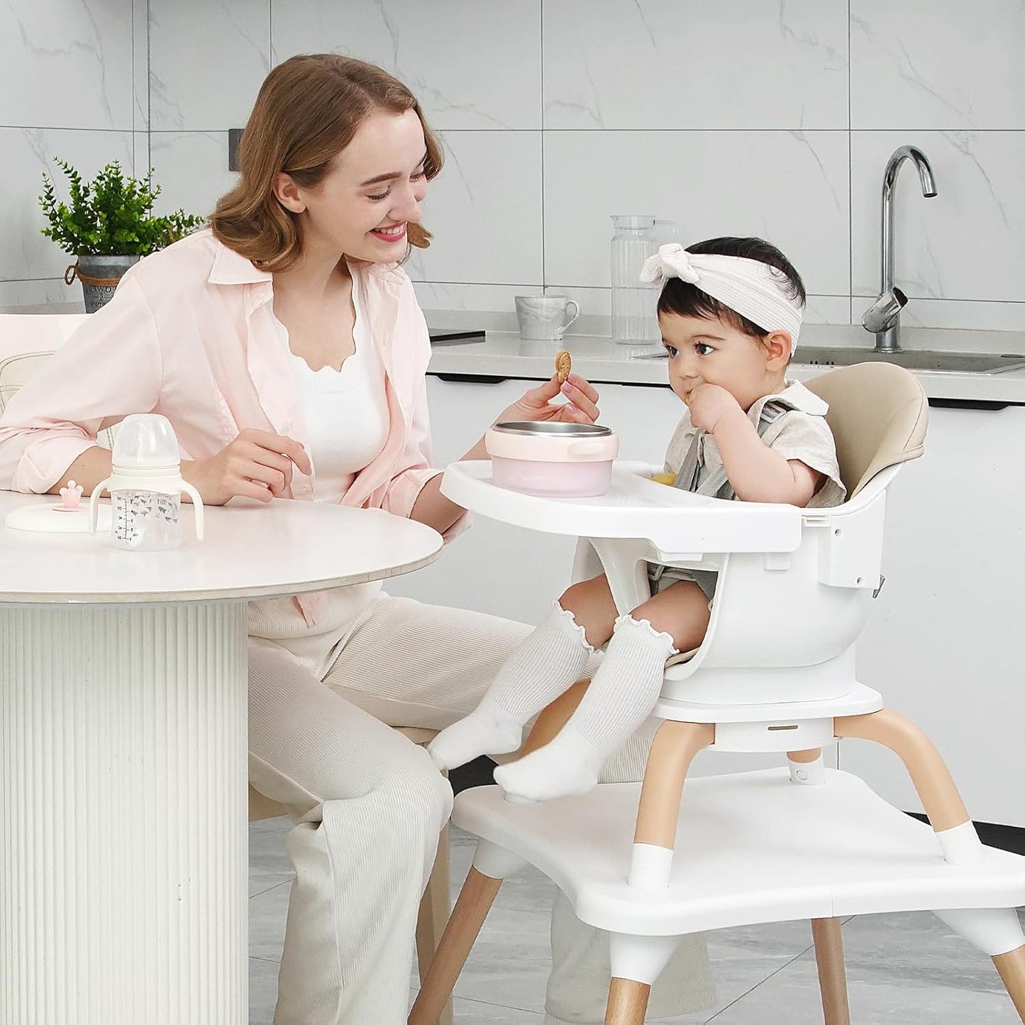 Baby High Chair, 7 in 1 Convertible High Chairs for Babies and Toddlers, Kids Learning Table