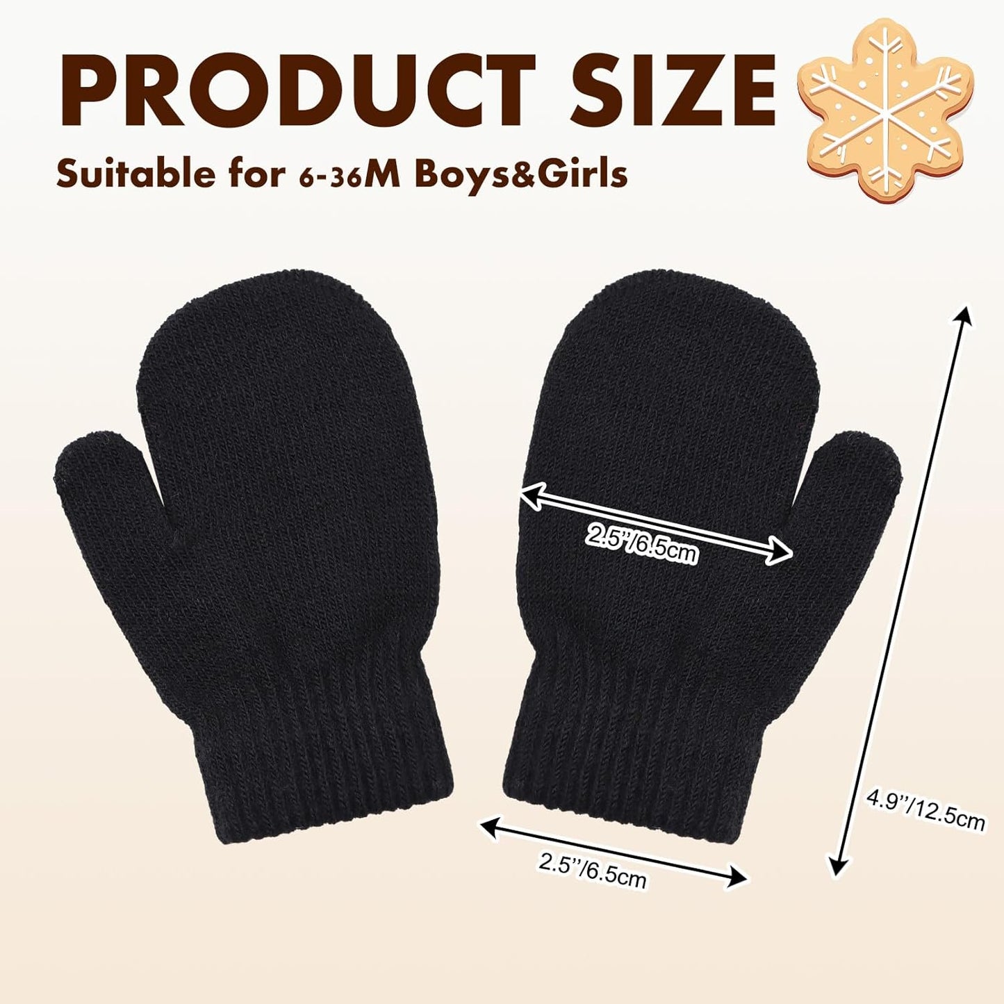 Baby Winter Mittens Toddler Stretch Knit Gloves Magic Warm Glove for Baby Boys Girls