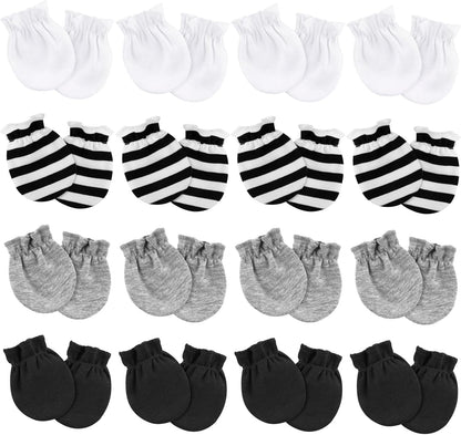 Newborn Baby Mittens No Scratch Cotton Elastic Wrist Gloves Infant Toddler Mittens for Baby Boy Girl 0-6 Months