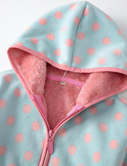 Toddler Printed Polar Fleece hooded Jacket Baby Boys Girls Kids Winter Warm Spring Autumn Outerwear Soft Lightweight
