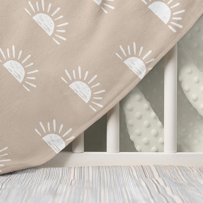 Sun Minky Baby Blanket 30 x 40 Inches for Boys Girls, Soft Plush Receiving Blanket with Dotted