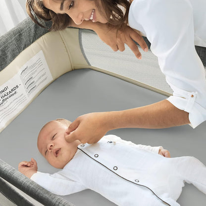 Waterproof Bassinet Sheets Fit for Halo, Dream on Me, Ingenuity, Fisher Price, Delta, Graco and Other Oval Bassinet Mattress, 2 Pack, Ultra Soft Microfiber Sheets, Grey