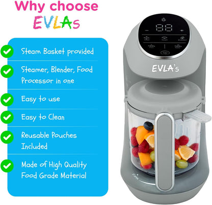EVLA'S Baby Food Maker, Steamer, Blender, Baby Food Processor for Healthy Homemade Baby Food in