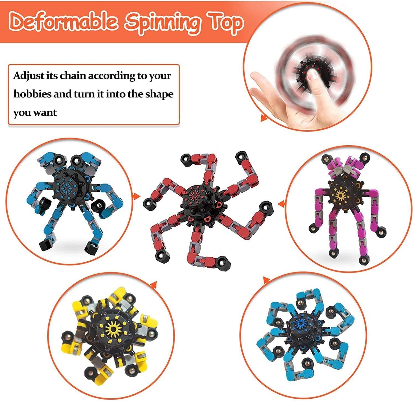 2024 New Fidget Toy Spinners Sensory Robot Toy (Blue), Small