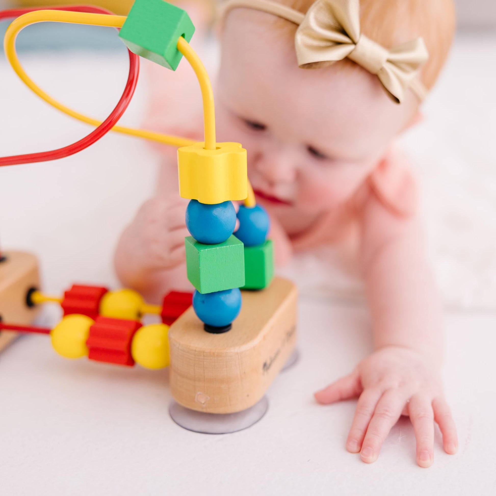 Melissa & Doug First Bead Maze - Wooden Educational Baby Toy with Suction Cups, for Floor, High