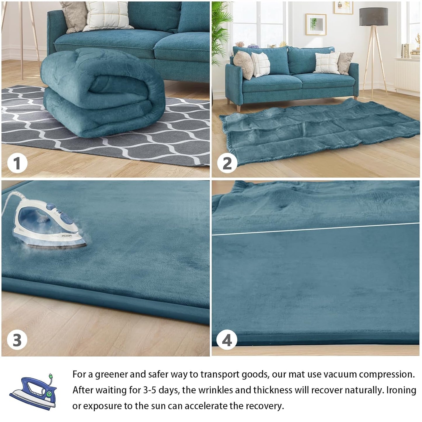 Baby Play Mat for Floor Tummy Time Mat Nursery Rug Muscle Mat Area Rug Playroom Rug Tatami Mat 6'7"x5'11" Memory Foam 1.3" Thick Crawling Mat For Babies,Toddlers, Infants, Kids,Floor Mat(Green)