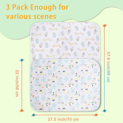 Baby Portable Changing Pad Changing Table Pads Diaper Changing mat Liners 1 Large Size 37.5x27.5 Inch and 2 Medium Size 27.5X22 inch Reusable Washable Waterproof Changing Pads for Baby 3 Pack