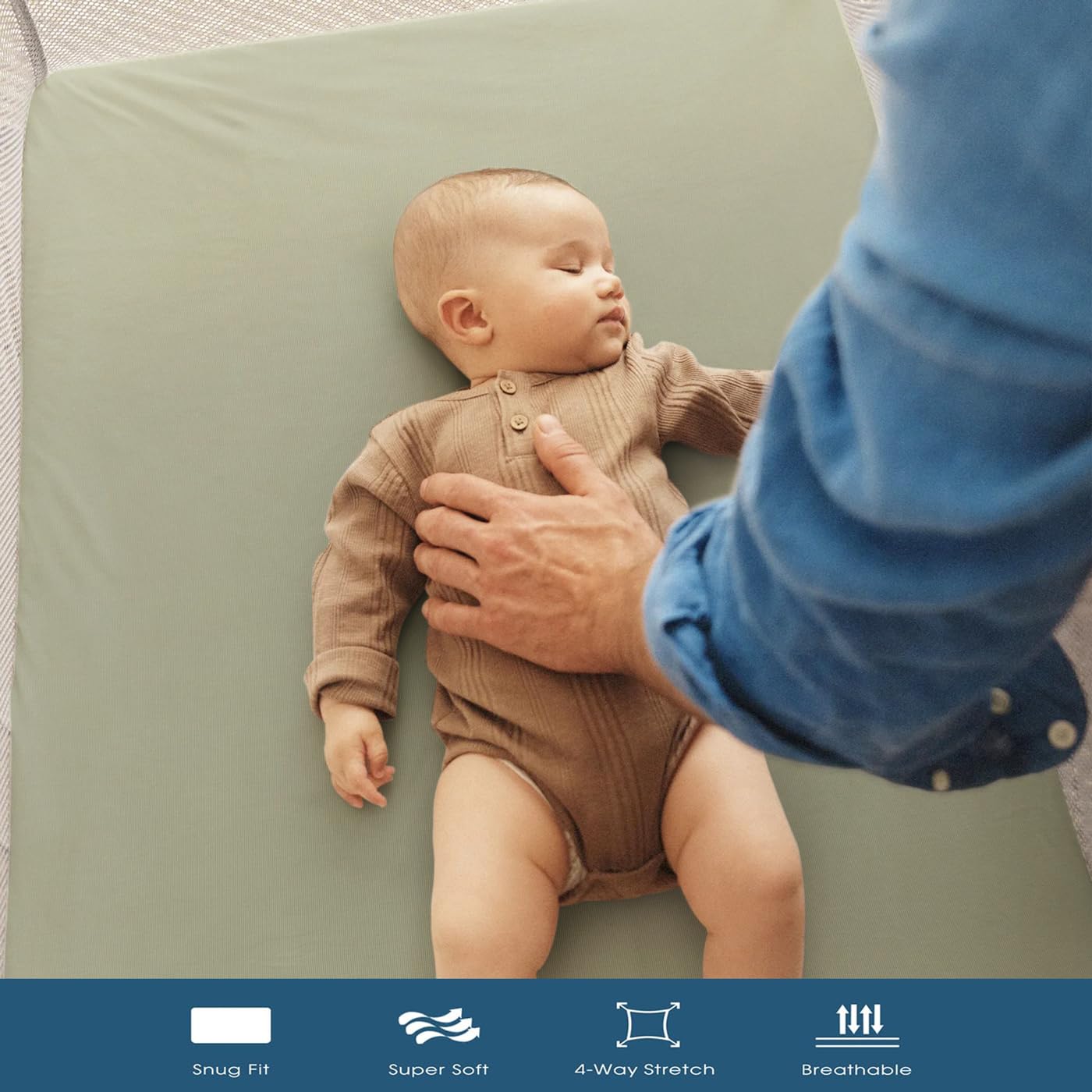 GRSSDER Mini Crib Sheets Fitted, Pack and Play Sheets 2 Pack, Ultra Soft Stretchy Pack N Play
