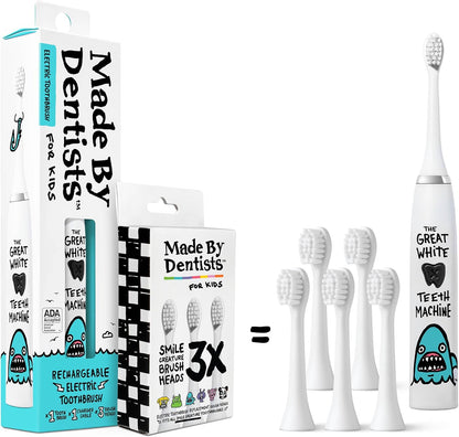 Kids Electric Toothbrush - Rechargeable Vibrating Toothbrush with Timer, Includes 6 Replacement