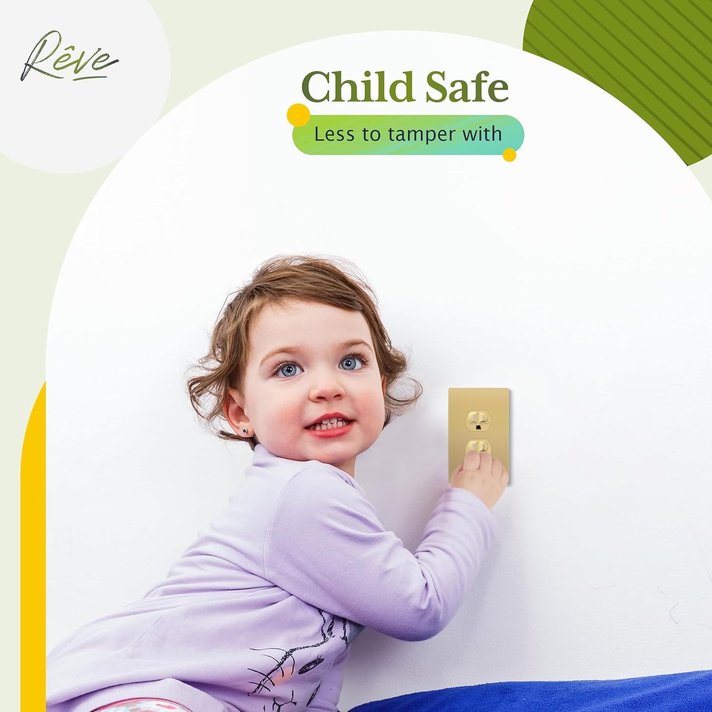 TG Mid-Size Screwless Duplex Wall Plate, Child Safe Receptacle Outlet Cover, Medium Size 1-Gang 4.88" H x 3.11" L, Polycarbonate Thermoplastic, UL Listed, SP-MS1-GD5P, Gold (5 Pack)