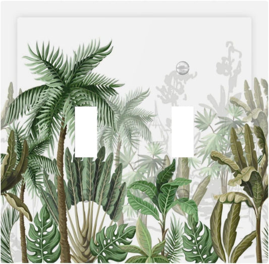 Palm Tree Banana Leaf Green Rainforest Natural Landscape Decorative Switch Plates 2 Gang Double