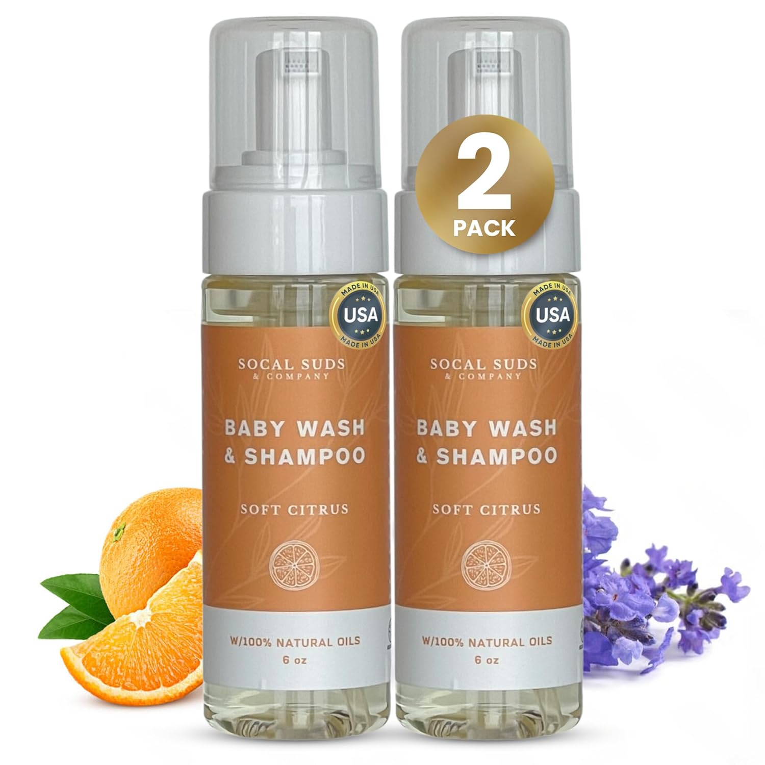 SoCal Suds & Company - Organic Foaming Baby Wash & Shampoo - Gentle Cleansing Newborn Body & Hair