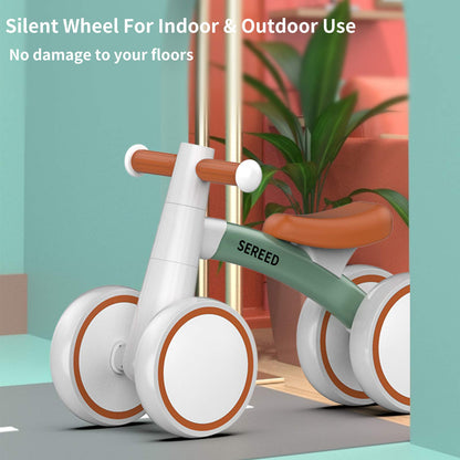 SEREED Baby Balance Bike for 1-2 Year Olds - 4 Wheels, First Bike for Toddlers, Birthday Gift