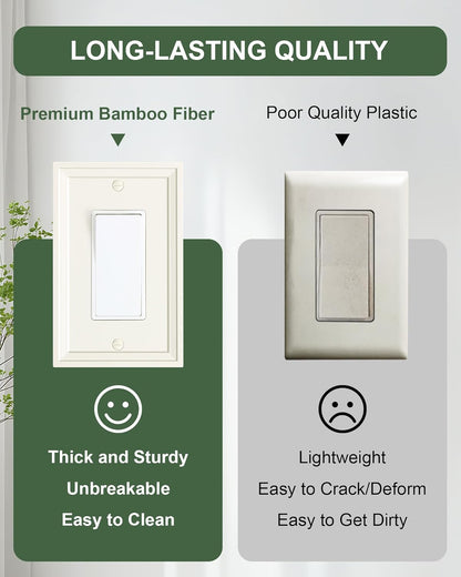 4-Pack Decorator Outlet Cover Plate, Light Almond Modern Decorative Switch Plates and Outlet