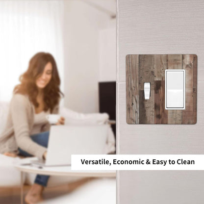 Decorative Outlet Covers Retro Wood Plank Vintaga Wooden Board 2 Gang 1 Gang Wall Plate Cover Single Toggle Rocker Combo Light Switch Cover Plate Face Plate for Bedroom Home Decor