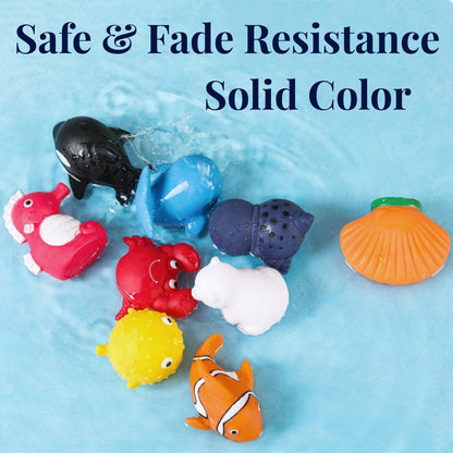 XY-WQ Bath Toys No Hole, for Infants 6-12& Toddlers 1-3, No Hole Bathtub Toys (Sea Animals, 9 Pcs