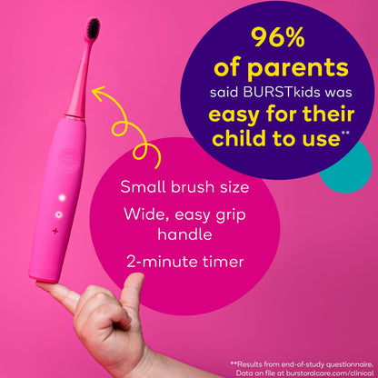 Burst Kids & Toddlers Electric Toothbrush (Blue) | Soft Bristles | Two Minute Timer | Rechargeable