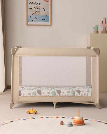 Yoofoss Baby Pack and Play Sheets 2 Pack for Boys and Girls - 38x26 Mini Crib Sheets Fitted Neutral